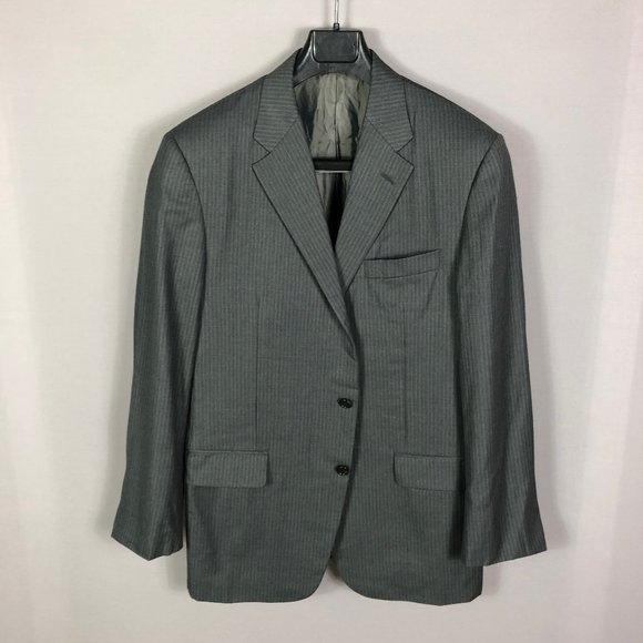 Hickey Freeman Other - Hickey Freeman Gray Stripe Notch Lapel Wool Suit Jacket Size 48L